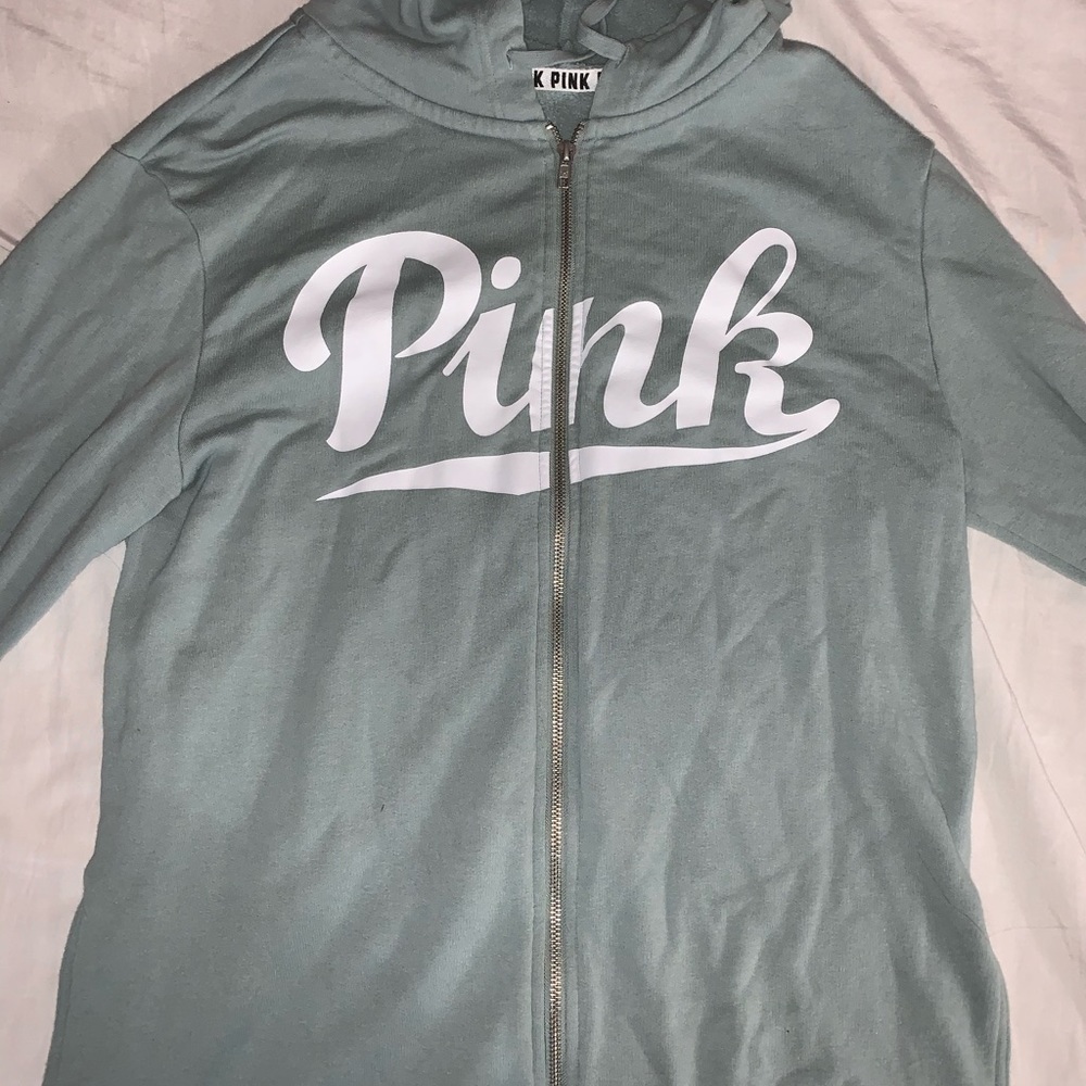VS Pink- grey blue zip up hoodie